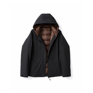 东丽REPLEX/笈致轻暖/冬季高端连帽羽绒服男短款石墨烯羽绒外套男