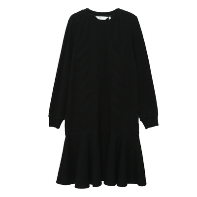 MOVEUP幻走2025冬季新款.FUN系列小落肩贴袋鱼尾裙摆针织连衣裙