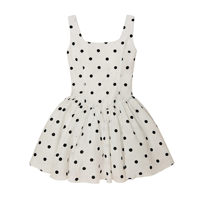 DPLAY大方领腰部抽褶吊带裙