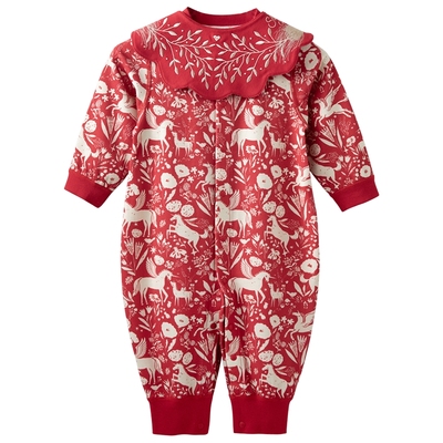 [梅尔卡特]aqpa婴儿连体衣哈衣纯棉秋冬宝宝衣服新年红满月周岁服