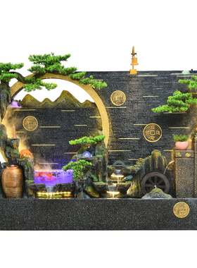 大型落地假山流水隔断水幕墙