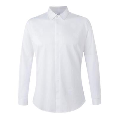 零度尖领长袖抗皱免烫弹力白衬衫