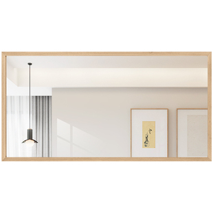 原木风梳妆镜卫生间实木镜子防爆洗手台复古浴室镜壁挂装饰化妆镜