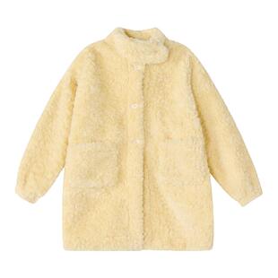 笛莎童装女童加绒外套冬季新款大童女孩儿童洋气保暖毛绒长款上衣