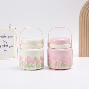 316不锈钢焖烧杯郁金香手提上班族银耳带勺烧焖燕窝壶饭盒便携