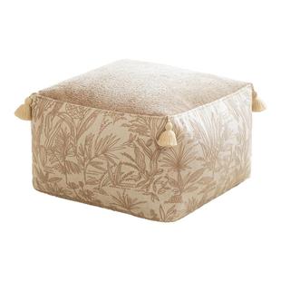 奶油中古米色系花卉流苏布艺坐墩家用蒲团客厅沙发懒人沙发脚踏