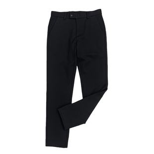 高端硬货26年秋冬季男士修身小直筒四面弹休闲裤黑色厚挺抗皱长裤