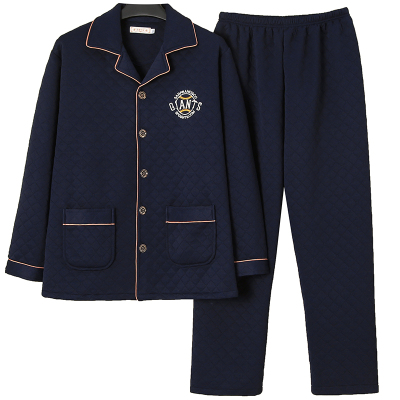 中老年秋冬季加厚长袖夹棉睡衣