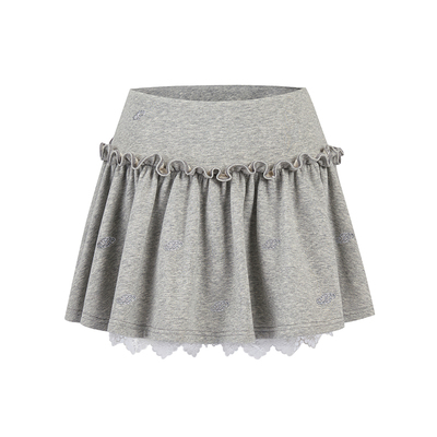 Three Quarters 秋冬新款闪粉logo花边蓬蓬半身裙银泰百货 301355