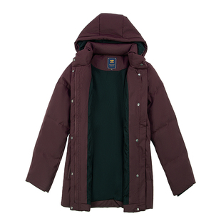 威鹏羽绒服女冬加厚保暖可推卸帽宽松红色气质通勤羽绒便服F64003