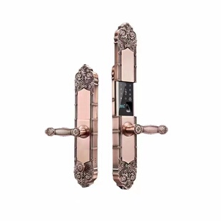 别墅大门欧式指纹锁双开门密码锁户外铜门家用防盗门智能锁电子锁