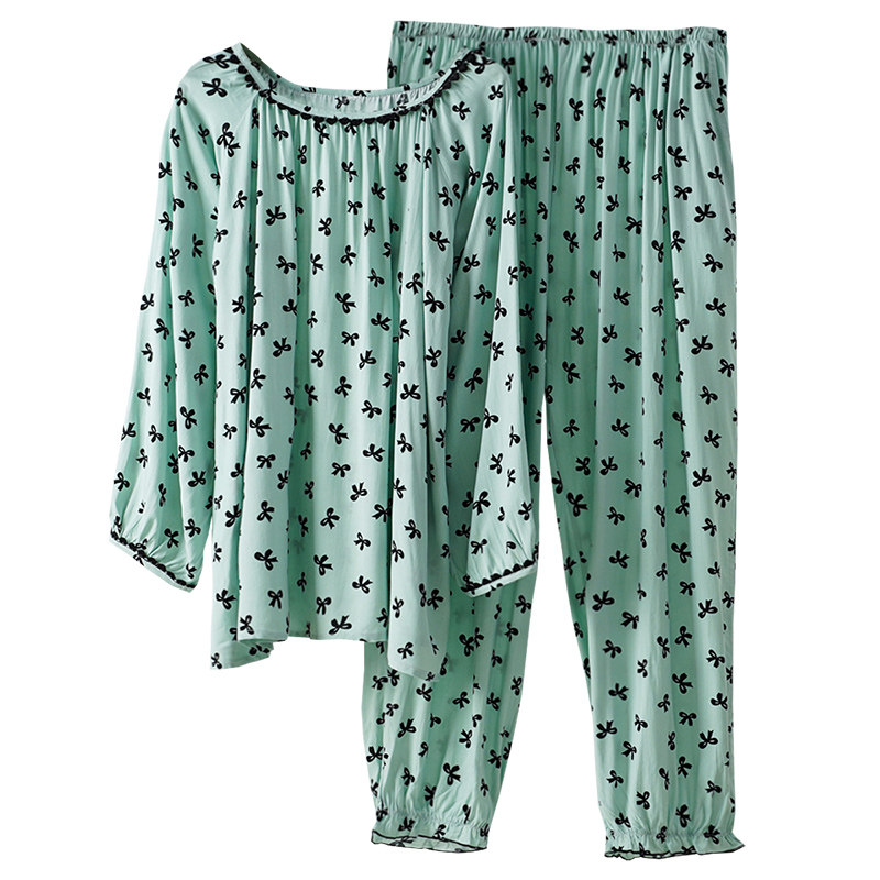 女绵绸花边家居服睡衣