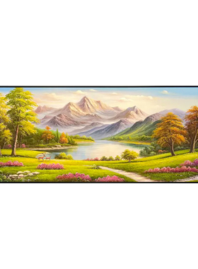 大尺寸金山油画背靠有山客厅办公室装饰挂画手绘聚宝盆肌理油画