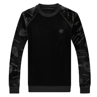 男士加绒加厚圆领金丝绒卫衣