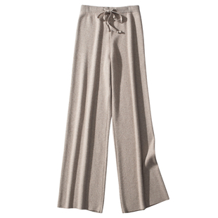 羊绒阔腿裤女秋冬高腰显瘦宽松加厚休闲拖地长裤针织羊毛裤女外穿