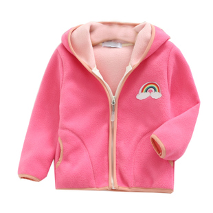 儿童外套摇粒绒春秋装2023新款女童秋冬季洋气中大童加厚开衫卫衣