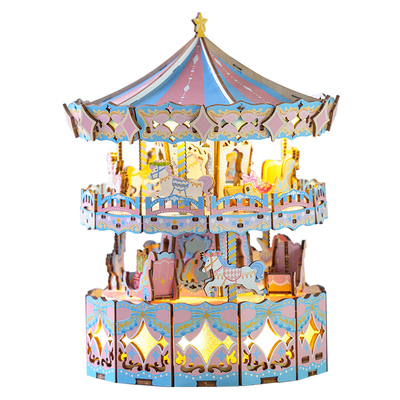 猫空双层旋转木马diy八音盒