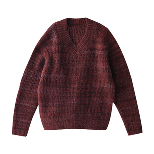 M9310C 洋气质感红色花线V领毛衣女 宽松加厚百搭含羊毛米兰宣言