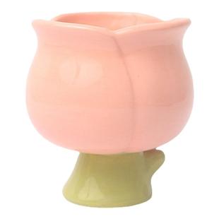 高颜值郁金香桃桃陶瓷水杯带勺可爱女生雪糕冰淇淋甜品高脚马克杯