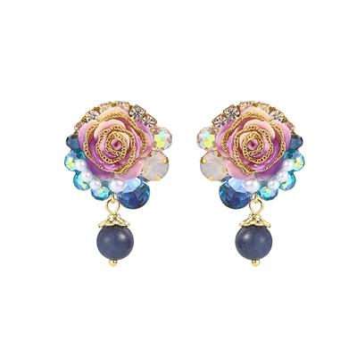 卡洛美晶彩花韵耳环女小众设计感花朵耳钉时尚气质高级感独特耳饰