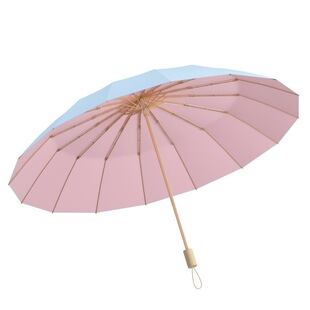 16骨防晒防紫外线雨伞彩胶加大加厚加固折叠遮阳太阳伞双层手动