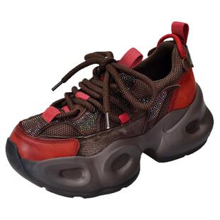 四起哥2026春秋新款头层牛皮时尚老爹鞋女厚底真皮运动休闲鞋轻奢