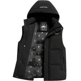 雪中飞羽绒马甲男外穿2025新款可脱卸帽秋冬保暖背心时尚打底马夹