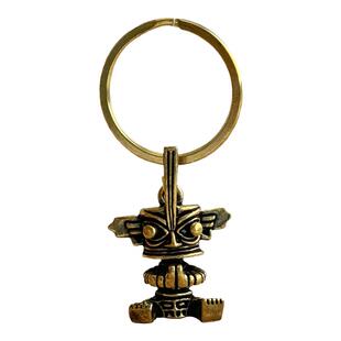 三星堆文创纪念品钥匙扣大力人像祈福神官黄铜纵目人像包包小挂件