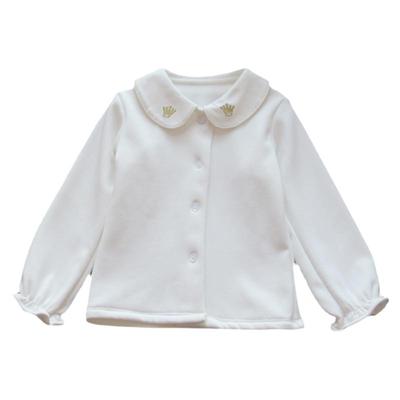加绒打底衫秋冬季娃娃领白色衬衫
