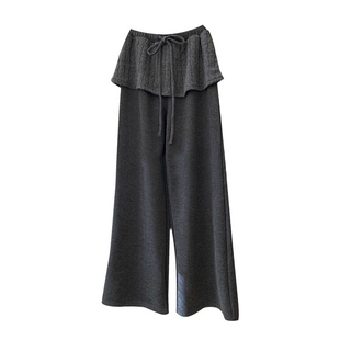 深灰色加绒卫裤休闲窄版直筒裤子冬加厚女长裤宽松裤裙屁帘裤外穿