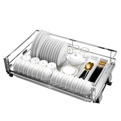 悍高304不锈钢厨房双层橱柜拉篮