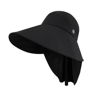 夏天防晒渔夫帽子女大帽檐可扎马尾空顶帽防紫外线遮阳护颈太阳帽