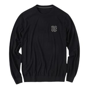 MrBu布先生澳洲纯羊毛T恤秋冬时尚薄款绣花舒适羊毛衫男款PT15552