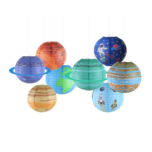 商超生日派对学校科学航天太空宇宙主题布置纸质灯笼室内吊顶装饰