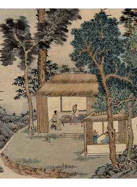文徵明品茶图客厅书房茶室装饰画