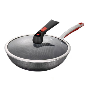 德国康尼菲316L医用不锈钢炒锅不粘锅平底无涂层无烟双面钛钢炒菜