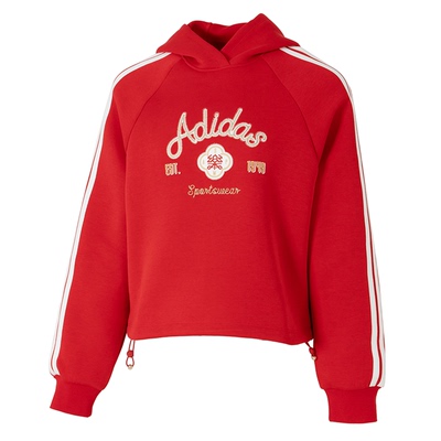 阿迪达斯女子红色卫衣套头衫