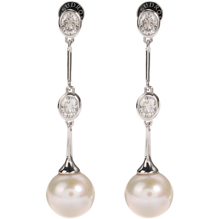 SUDROV/素觉925银莫桑石耳坠海水黑珍珠耳环简约气质高级感耳饰