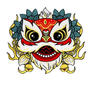 国潮刺绣福字醒狮大号布贴diy衣服包包自粘绣花装饰贴破洞补丁贴