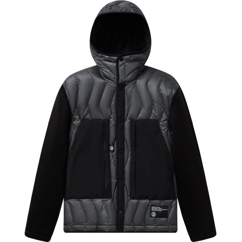 【鹅绒】波司登奥莱秋男轻薄连帽设计撞色拼接大口袋羽绒服短外套