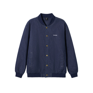 韦恩泽维尔大码宽松加肥冬季牛仔刺绣字母棉服棒球服厚外套8904