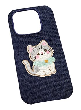 灯芯绒小花猫刺绣手机壳耐脏