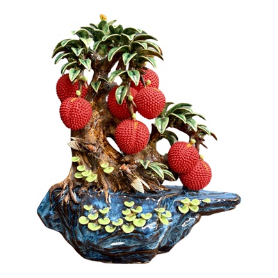 石湾陶瓷荔枝摆件顺顺利利