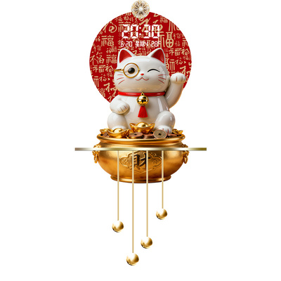 招财猫智能电子时钟万年历装饰画
