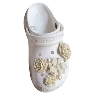 新款crocs洞洞鞋配饰鞋花配件装饰鞋扣亚麻花束泡芙花束高级感