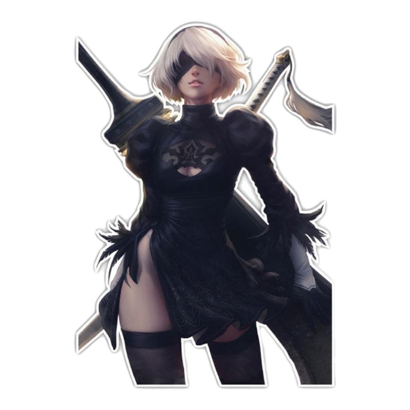 TLP反光车贴 尼尔机械纪元2B小姐姐单机主机游戏PS4steam贴纸 - 白底图