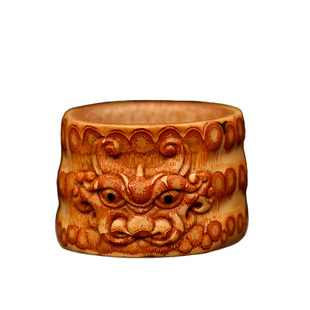 精选竹雕扳指满钉竹根雕刻龙扳指龙头指环张念超楠竹根雕刻手玩件