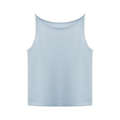 浅蓝色一字领吊带背心