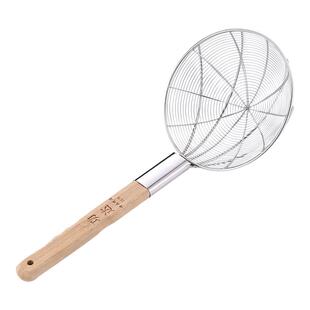 漏勺大号笊篱厨房商用捞面勺超细漏网不锈钢捞篱家用竹柄沥水油勺
