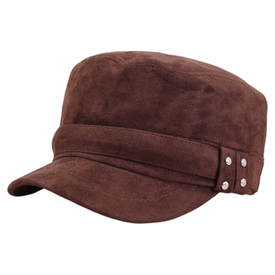 韩版复古麂皮绒平顶鸭舌帽春秋冬